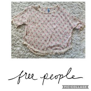 Free People Crotched Trim Floral Sheer Blouse
